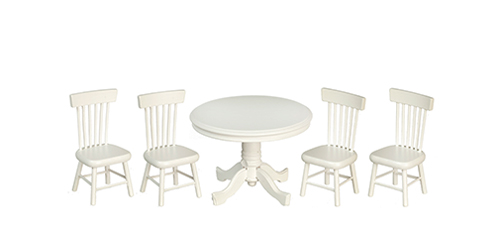 AZT6546 - Kitchen Table With 4 Chairs, White, 5Pc