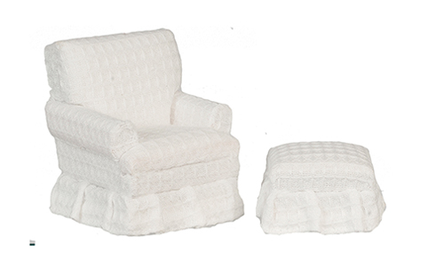 AZT6665 - Chair With Ottoman, White/Walnut