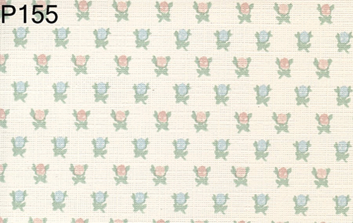 BH155 - Prepasted Wallpaper, 3 Pieces: Grn Floral Print On Cream