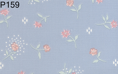 BH159 - Prepasted Wallpaper, 3 Pieces: Peach Floral On Blue