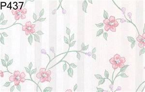 BH437 - Prepasted Wallpaper, 3 Pieces: Pink Floral Moire