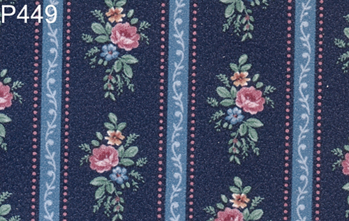 BH449 - Prepasted Wallpaper, 3 Pieces: Blue Floral Stripe