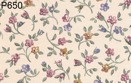 BH650 - Prepasted Wallpaper, 3 Pieces: Posies On Beige