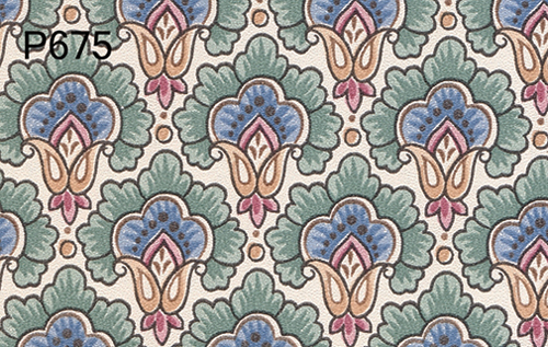 BH675 - Prepasted Wallpaper, 3 Pieces: Blue/Green Featherfans