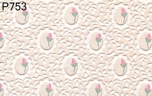 BH753 - Prepasted Wallpaper, 3 Pieces: Pink Bud In Beige Frame