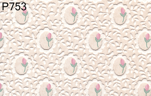 BH753 - Prepasted Wallpaper, 3 Pieces: Pink Bud In Beige Frame
