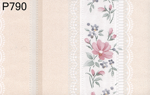 BH790 - Prepasted Wallpaper, 3 Pieces: Floral Bouquet Stripe