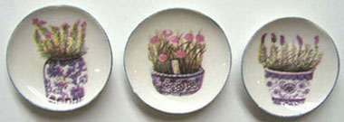 BYBCDD168 - Blue And White Flower Pots Plate 3Pcs.