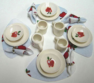 BYBCER66D - 4 Dinner &amp; Dessert Plates,Mugs,Place,Nap