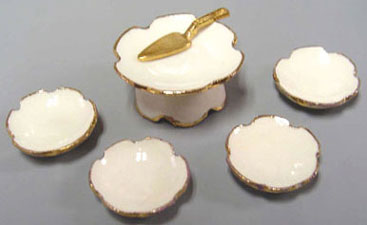 BYBCER86 - Cake Set White/Gold 6Pcs.