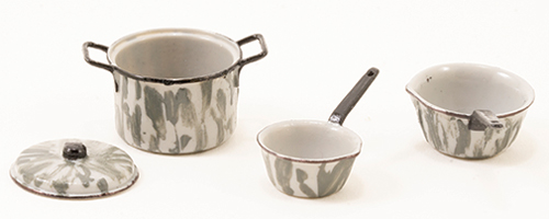 CAR0847 - Pan Set, Gray and white, 3 pans, 1 lid
