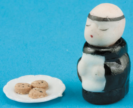 CAR1473 - Monk Cookie Jar With Chocolate Chip Cookies