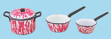 CAR0862 - Pot with Lid 2 Sauce Pans Flow Red