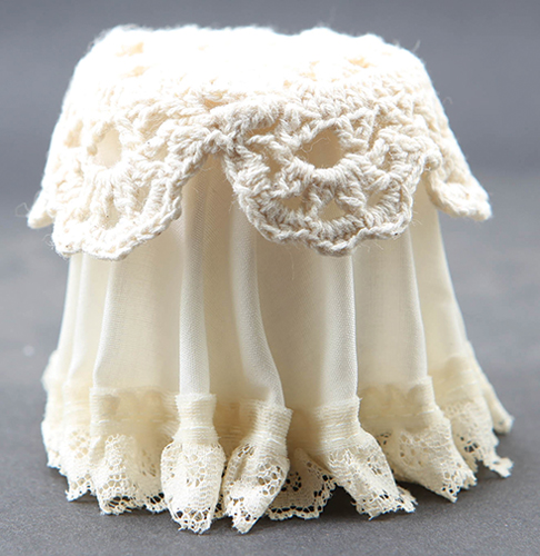 CB126I - Lace Top Skirted Table, Ivory