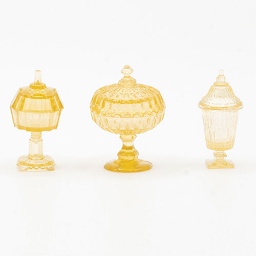 CB68A - Candy Dishes, 3Pc Amber