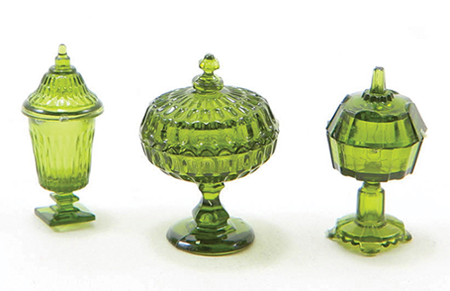 CB68EG - Candy Dishes, 3Pc, Emerald Green