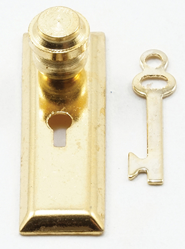 CLA05528 - Door Knob with Key Plate, Brass, 2/Pk