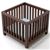 CLA10618 - Slatted Play Pen, Walnut with Blue Pattern Fabric  ()