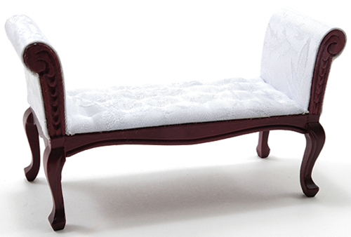 CLA10941 - Settee, Mahogany, with White Fabric  ()