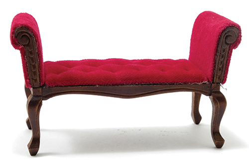 CLA10943 - Settee, Walnut, with Red Fabric  ()