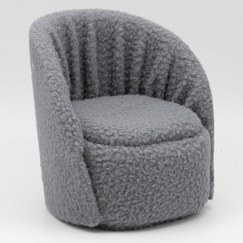 CLA12046 - Round Chair, Gray Faux Sherpa Fabric