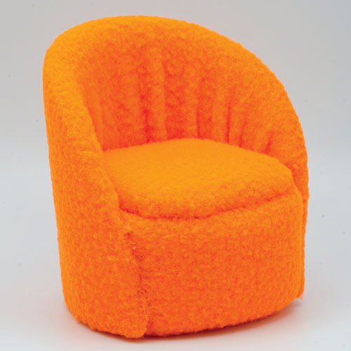 CLA12047 - Round Chair, Orange Faux Sherpa Fabric