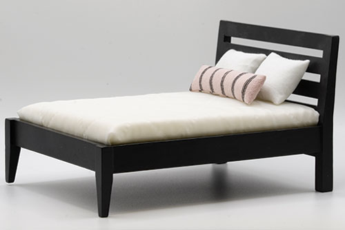 CLA12056 - Bed, Black with Quilted Mattress Cover 3 Pillows