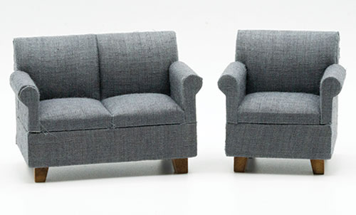 Loveseat/Sofa and Armchair Set, Dark Grey