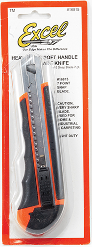 EXL16815 - Discontinued: Heavy Duty Soft Handle Utility Knife with 8 Point Snap Blades, Carded