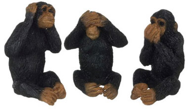 FCA2357 - Monkey, No Evil, Set Of 3