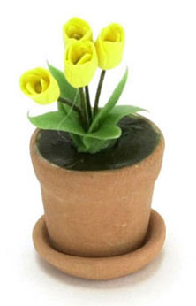 FCAB8048 - Tulips In Clay Pot, Yellow