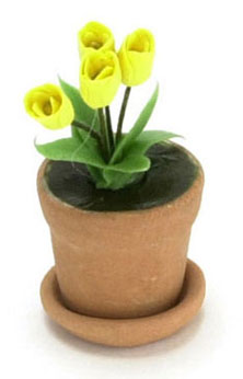FCAB8048 - Tulips In Clay Pot, Yellow