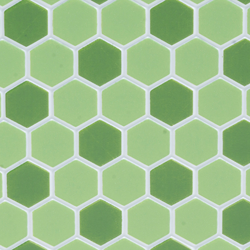 FF60694 - Tile Floor: 3/8 Hexagons, 11 X 15 1/2, Light Green/Dark Green