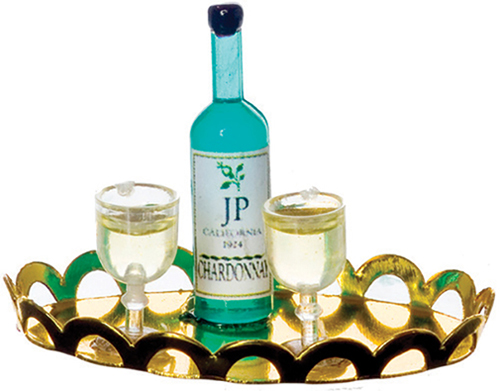 FR60009 - White Wine, 2 Glasses, Tray