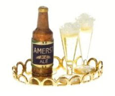 HR60013 - Bottle Of Beer On Tray with 2 Filled Pilsners
