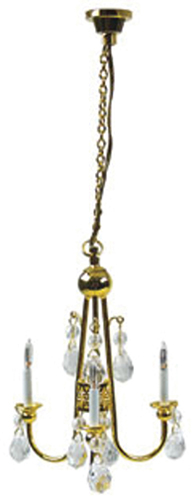 HW2810 - 3-Arm Brass, Crystal Chandelier