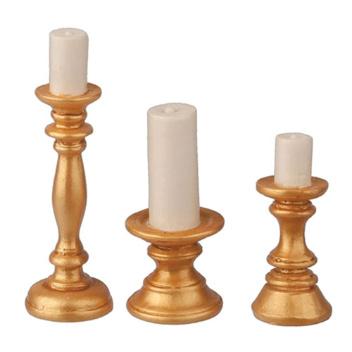 HW34016 - Gold Candlesticks Trio (Resin)