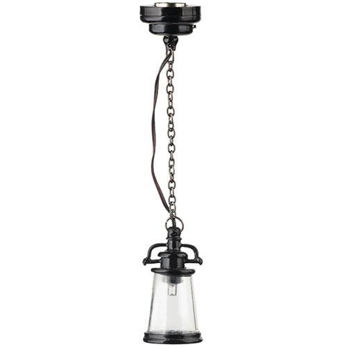 HW34035 - Blk Lantern Ceiling Light/Batt