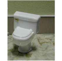 MBTOL12GW - Toilet, Gold Handle, White 1:12