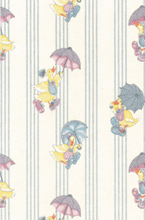 MG152D2 - Wallpaper, 3pc: Raining Ducks, White