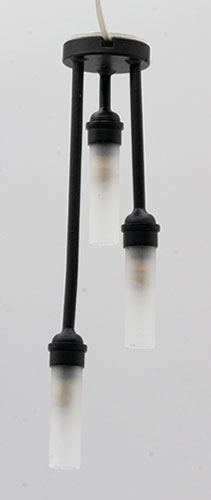 MH14024BK - 3 Ceiling Light with Frosted Tube Shade, Black, 12 Volt