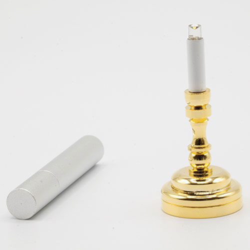 MH51045 - LED Battery Candlestick Table Lamp with Wand, Brass, CR1632 Battery Included, 3 Volt