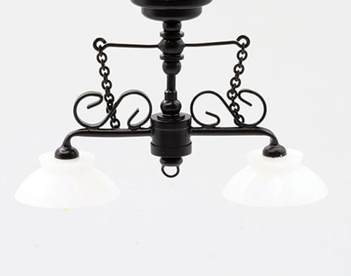 MH56049BK - LED Battery 2 Down Arm Chandelier with Wand, Black, CR1632 Battery Included, 3 Volt