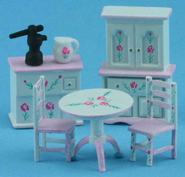 MUL5408A - Discontinued: 1/4In Dinette Set, Hand Painted, White