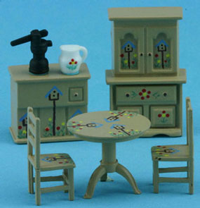 MUL5408B - Discontinued: 1/4In Dinette Set, Hand Painted, Oak