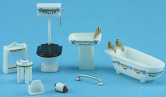 MUL5410B - Discontinued: 1/4In Bathroom Set Wh with Blue