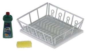 MUL5599 - White Dish Drainer with Sponge and Detergent
