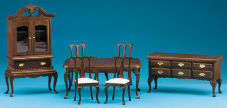 NCRB081W - Discontinued: 7Pc Walnut Dining Room Set/Buff-Cabinet