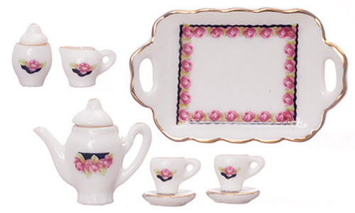 NCRBD01 - 8 Pc Tea Sey -Gold/Flr Trim