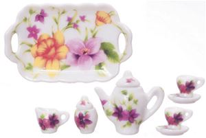 NCRBD07 - 8 Pc Tea Set-Multi Flowers
